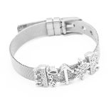 Nemes acél ezüstözött Pandrea Reflexions Pandora stílusú karkötő csillogó kristályokkal