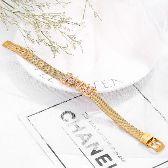 Nemes acél aranyozott Pandrea Reflexions Pandora stílusú karkötő csillogó kristályokkal