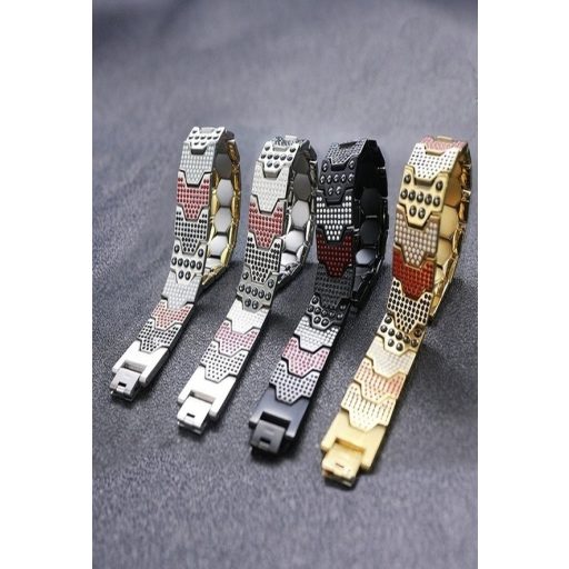 Aranyos-ezüstös nemesacél mágneses karkötő - Infrared Germánium Negative Ion