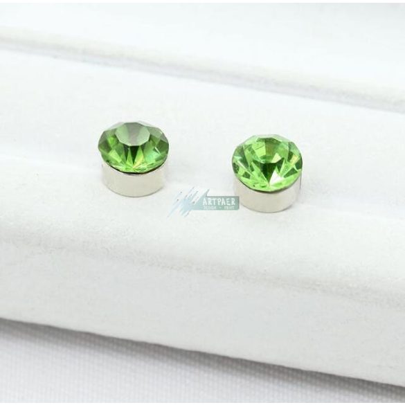 Mágneses rögzítésű zöldes - szürke kristályüveg fülbevaló (1 pár)