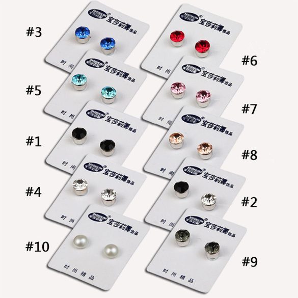 Mágneses rögzítésű rózsaszín kristályüveg fülbevaló (1 pár)