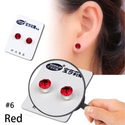   Mágneses rögzítésű piros kristályüveg fülbevaló (1 pár)