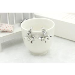   Modern flóra ezüstözött CZ kristállyal fülbevaló (1 pár)