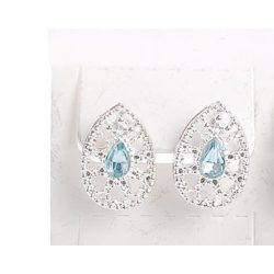   Csipkézett mintás tengerkék kővel díszített fülbevaló (1pár)