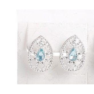   Csipkézett mintás tengerkék kővel díszített fülbevaló (1pár)