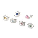 Csipkézett mintás tengerkék kővel díszített fülbevaló (1pár)