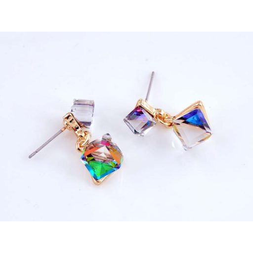 Modern forma dupla kocka színjátszó kristályüveg fülbevaló (1 pár)