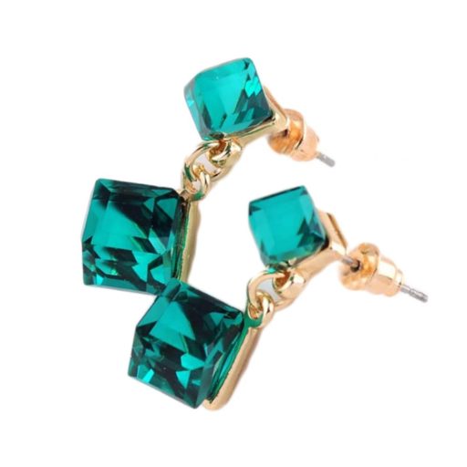 Modern forma dupla kocka türkiz kristályüveg fülbevaló (1 pár)
