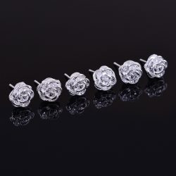 Rózsa virágfej alakú ezüst színű fülbevaló (1 pár)