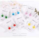 Alma alakú, kék színű macskaszem fülbevaló (1 pár)