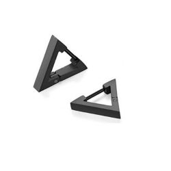   Nemesacél punk rock fekete, absztrakt háromszög fülbevaló (1 pár)