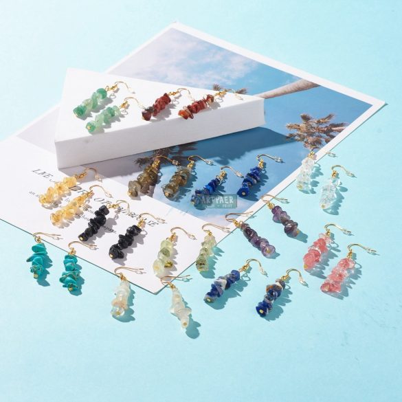 Modern chips ásványköves , akasztós fülbevaló (1 pár)