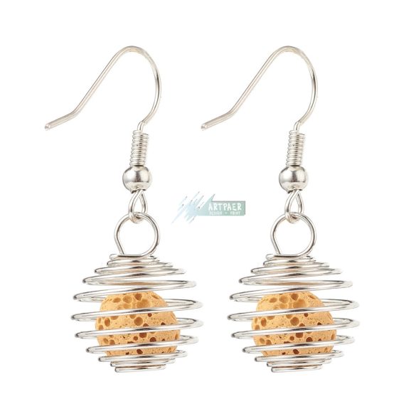 Festett lávakő aromaterápiás akasztós fülbevaló (1 pár)