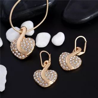   Gold filled nyaklánc, fülbevaló apró kristályokkal díszítve