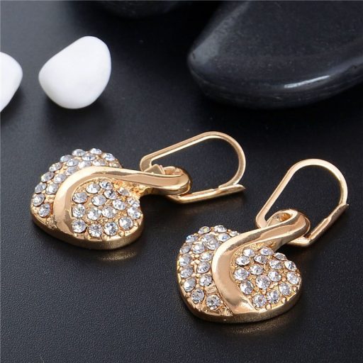 Gold filled nyaklánc, fülbevaló apró kristályokkal díszítve