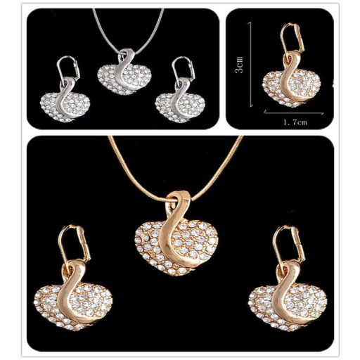 Gold filled nyaklánc, fülbevaló apró kristályokkal díszítve