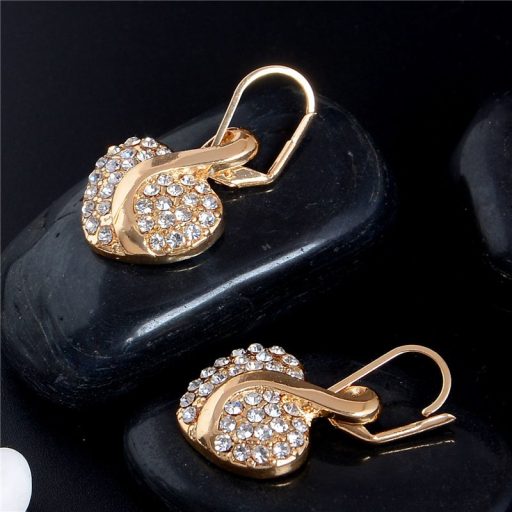 Gold filled nyaklánc, fülbevaló apró kristályokkal díszítve