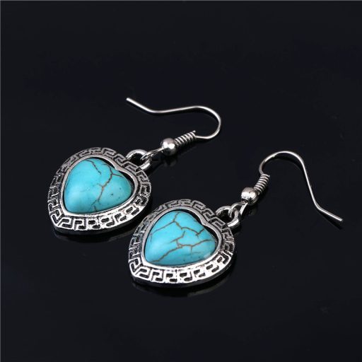 Ezüstözött kígyóbőr jellegű, türkizzel mintázott nyaklánc és fülbevaló szett