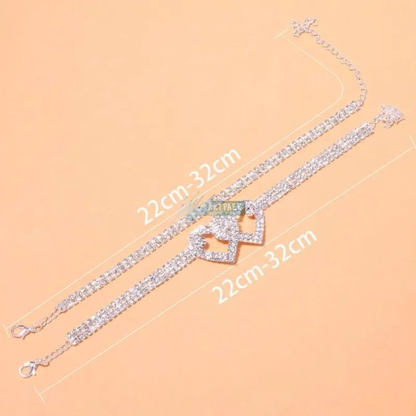 Esküvői, menyasszonyi, alkalmi, 2 részes szívecskés bokalánc szett cirkónium kristályos