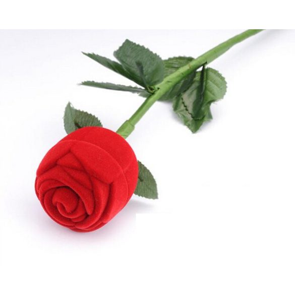 Díszdoboz rózsaszál alakú - bizsukhoz, ékszerekhez piros-zöld színben