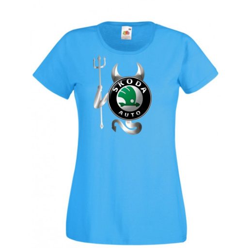 Autó fan Skoda Devil - Sport ördög női rövid ujjú póló