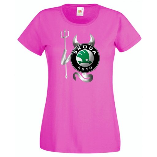 Autó fan Skoda Devil - Sport ördög női rövid ujjú póló