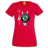 Autó fan Skoda Devil - Sport ördög női rövid ujjú póló