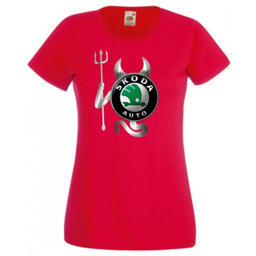 Autó fan Skoda Devil - Sport ördög női rövid ujjú póló