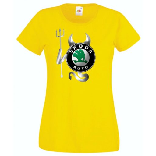 Autó fan Skoda Devil - Sport ördög női rövid ujjú póló