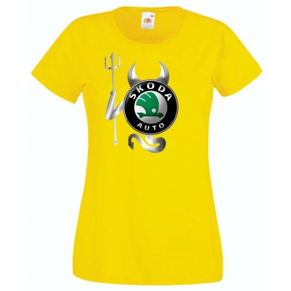 Autó fan Skoda Devil - Sport ördög női rövid ujjú póló