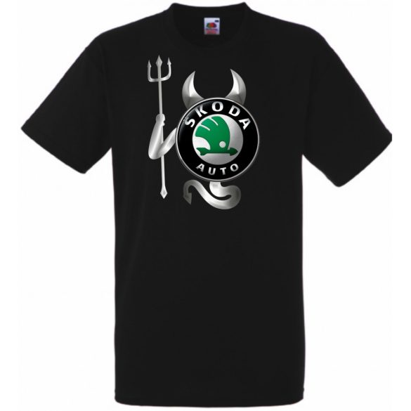 Autó fan Skoda Devil - Sport ördög férfi rövid ujjú póló