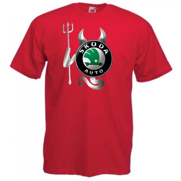 Autó fan Skoda Devil - Sport ördög férfi rövid ujjú póló