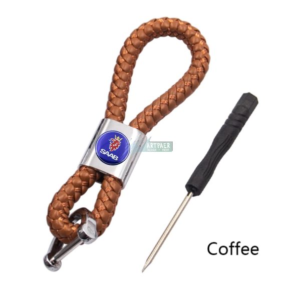 Kulcstartó és távirányító tartó Saab fonott bőr