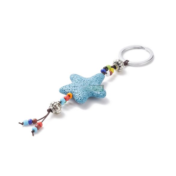 Természetes lávakő csillag aromaterápiás kulcstartó táskadísz