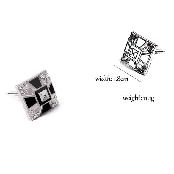 Ezüst-fekete absztrakt Mandzsettagomb, 1pár