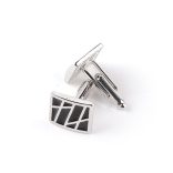 Ezüst-fekete absztrakt Mandzsettagomb, 1pár