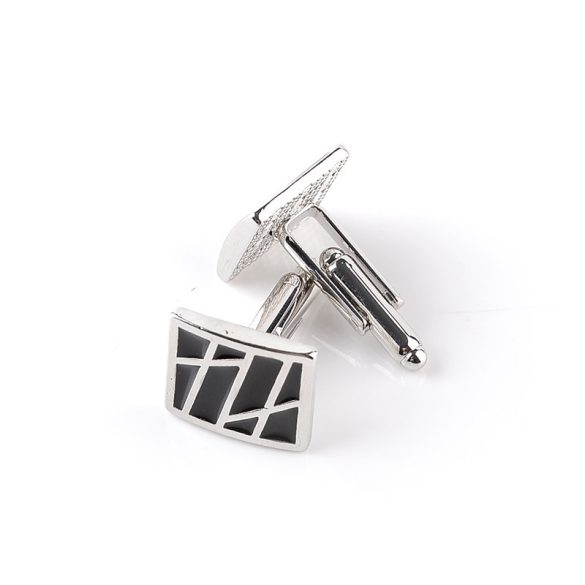 Ezüst-fekete absztrakt Mandzsettagomb, 1pár