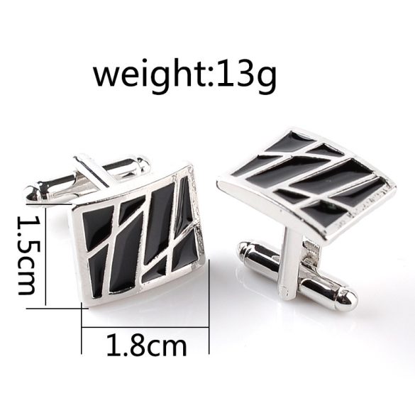 Ezüst-fekete absztrakt Mandzsettagomb, 1pár