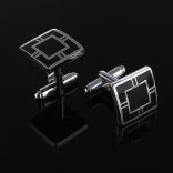 Ezüst-fekete absztrakt Mandzsettagomb, 1pár