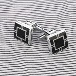 Ezüst-fekete absztrakt Mandzsettagomb, 1pár