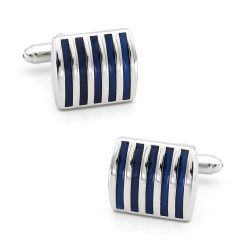 Ezüst-sötétkék absztrakt Mandzsettagomb, 1pár