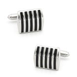 Ezüst-fekete absztrakt Mandzsettagomb, 1pár