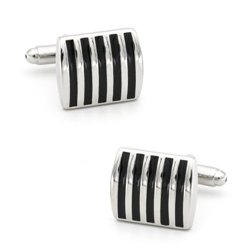 Ezüst-fekete absztrakt Mandzsettagomb, 1pár