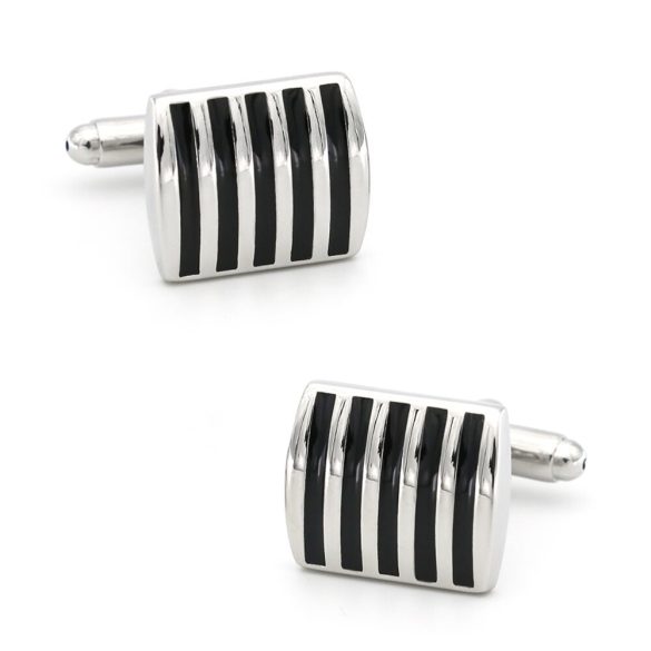 Ezüst-fekete absztrakt Mandzsettagomb, 1pár