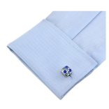 Ezüst királykék-világoskék kristályokkal díszített absztrakt Mandzsettagomb, 1pár