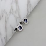 Ezüstözött absztrakt sötétkék kristályos Mandzsettagomb, 1pár