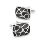 Fekete absztrakt mintás Mandzsettagomb, 1pár