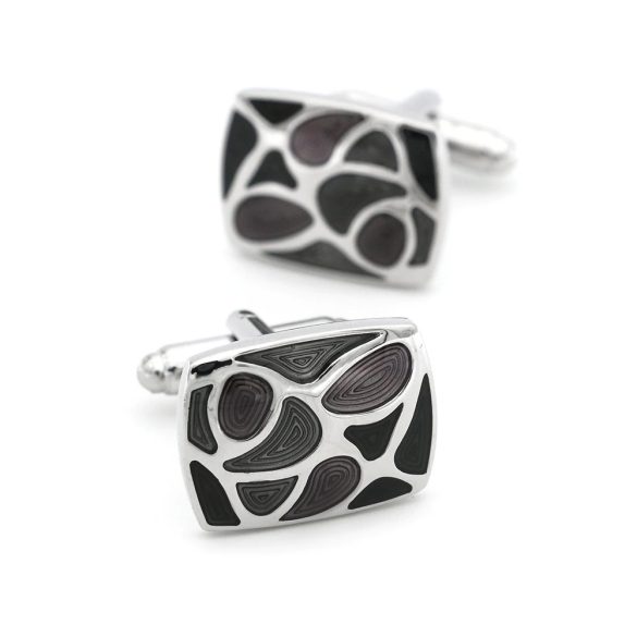 Fekete absztrakt mintás Mandzsettagomb, 1pár