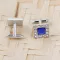 Ezüstözött absztrakt királykék kristályos Mandzsettagomb, 1pár