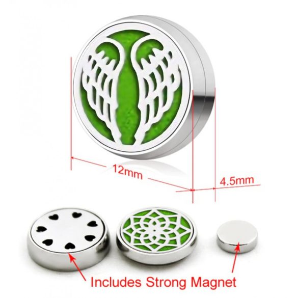 Angyalszárny - Aromaterápiás mágneses illatosító 316L nemesacél mandzsettagomb